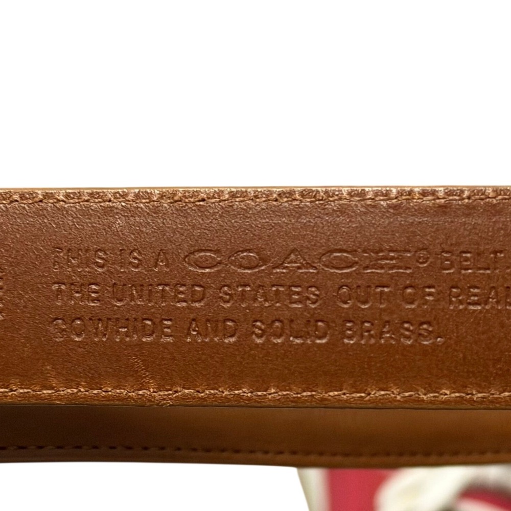 Coach Vintage Brown Leather Belt Gold Brass Buckle Large NWT - Picture 11 of 14